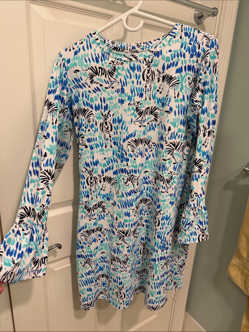 IBKUL Zebra Print Shift Dress in Blue Turquoise and Black